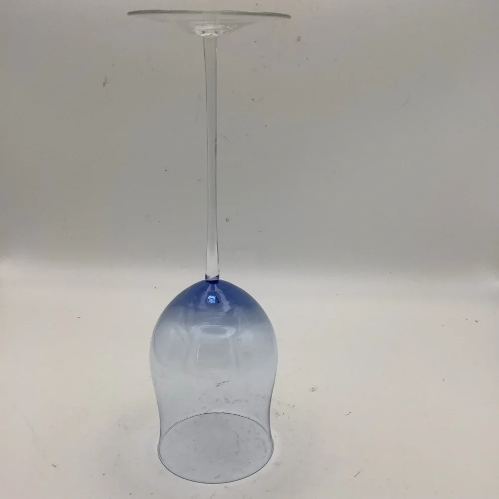 Six Spectrum Hand Blown Crystal Tulip Wine Goblets